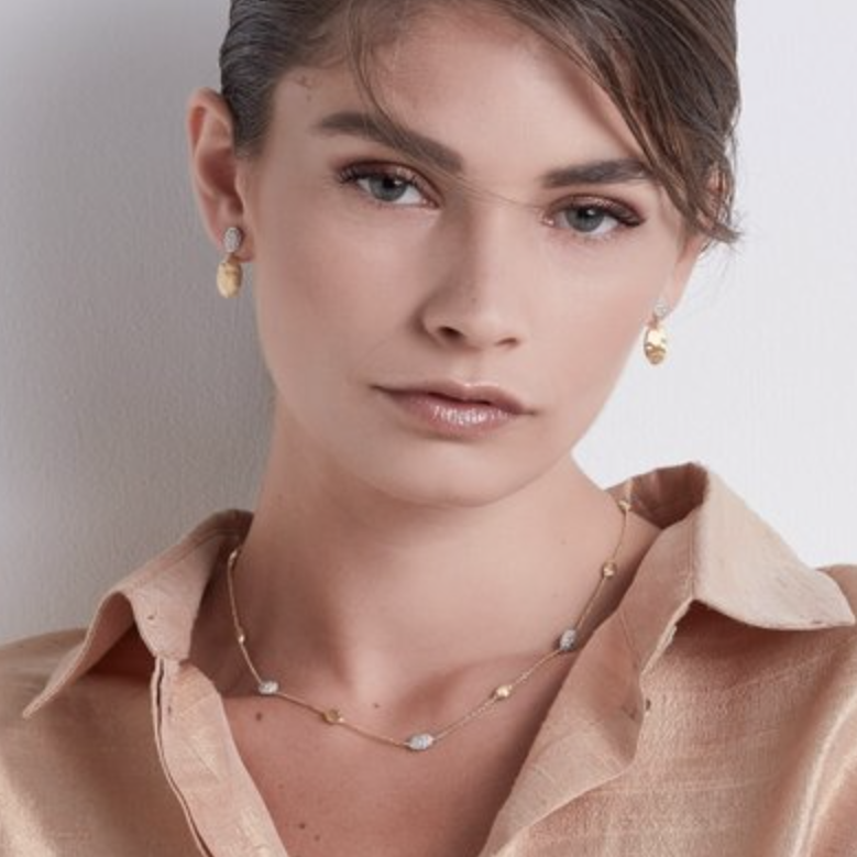 Marco Bicego Siviglia Collection 18K Yellow Gold & Diamond Pavé Drop Earrings
